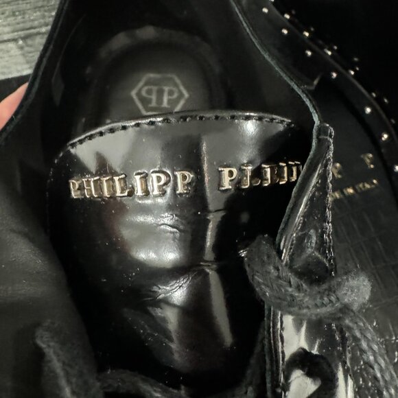 Philipp Plein Leather Lace Up Shoes, Size EU 44/ US 11